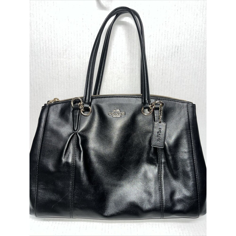 Coach Black Smooth Leather Christine Satchel Handbag